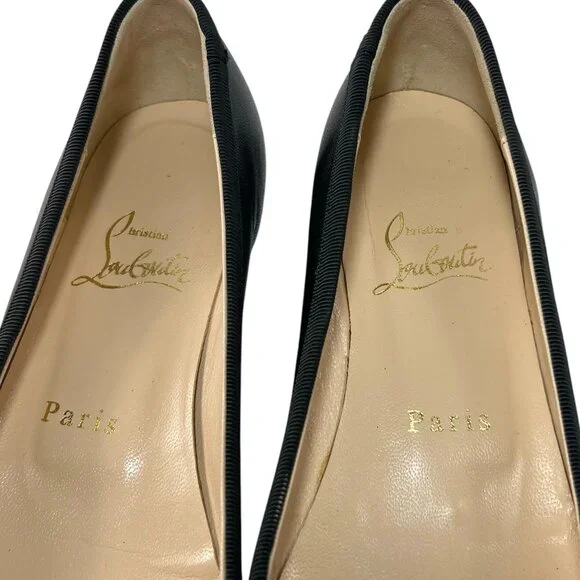 CHRISTIAN LOUBOUTIN Black Bow Leather Ballet Flats Womens 35 5 - Picture 8 of 13